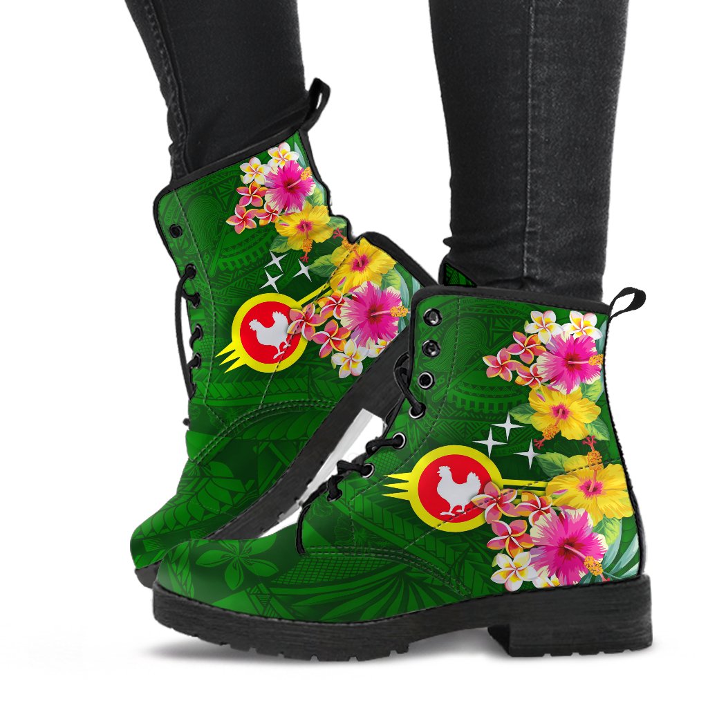 American Samoa Leather Boots - Manu'atele Hibiscus Flag - Polynesian Pride