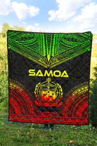 Samoa Premium Quilt - Samoa Coat Of Arms Polynesian Chief Reggae Version - Polynesian Pride