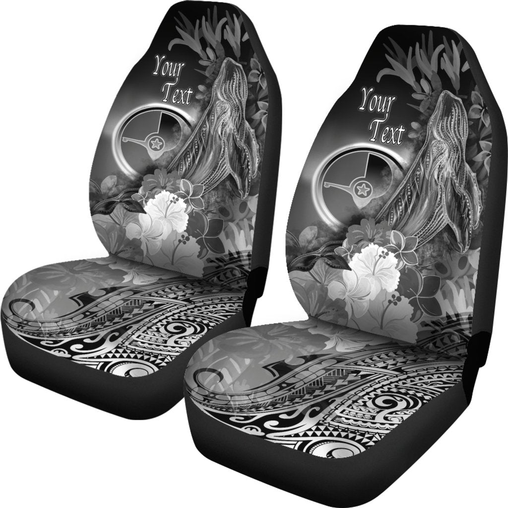 Custom Personalised Yap Car Seat Covers - Humpback Whale with Tropical Flowers (White) - Polynesian Pride