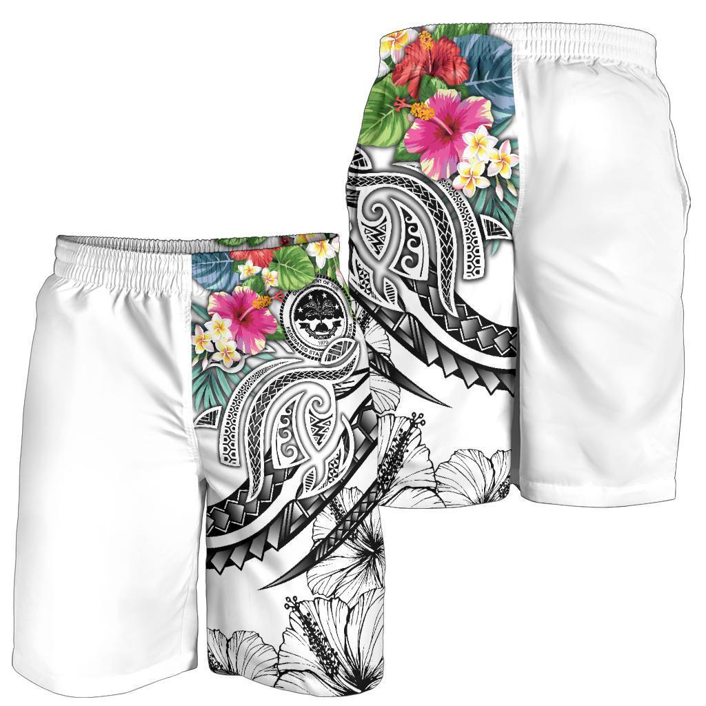 FSM Polynesian Men's Shorts - Summer Plumeria (White) - Polynesian Pride