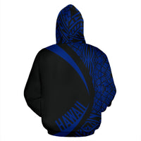 Polynesian Turtle Map of Hawaii Hoodie Blue Circle Style - Polynesian Pride