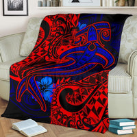 Samoa Premium Blanket - Blue Shark Polynesian Tattoo - Polynesian Pride
