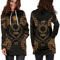 Pohnpei Polynesian Hoodie Dress Map Gold - Polynesian Pride