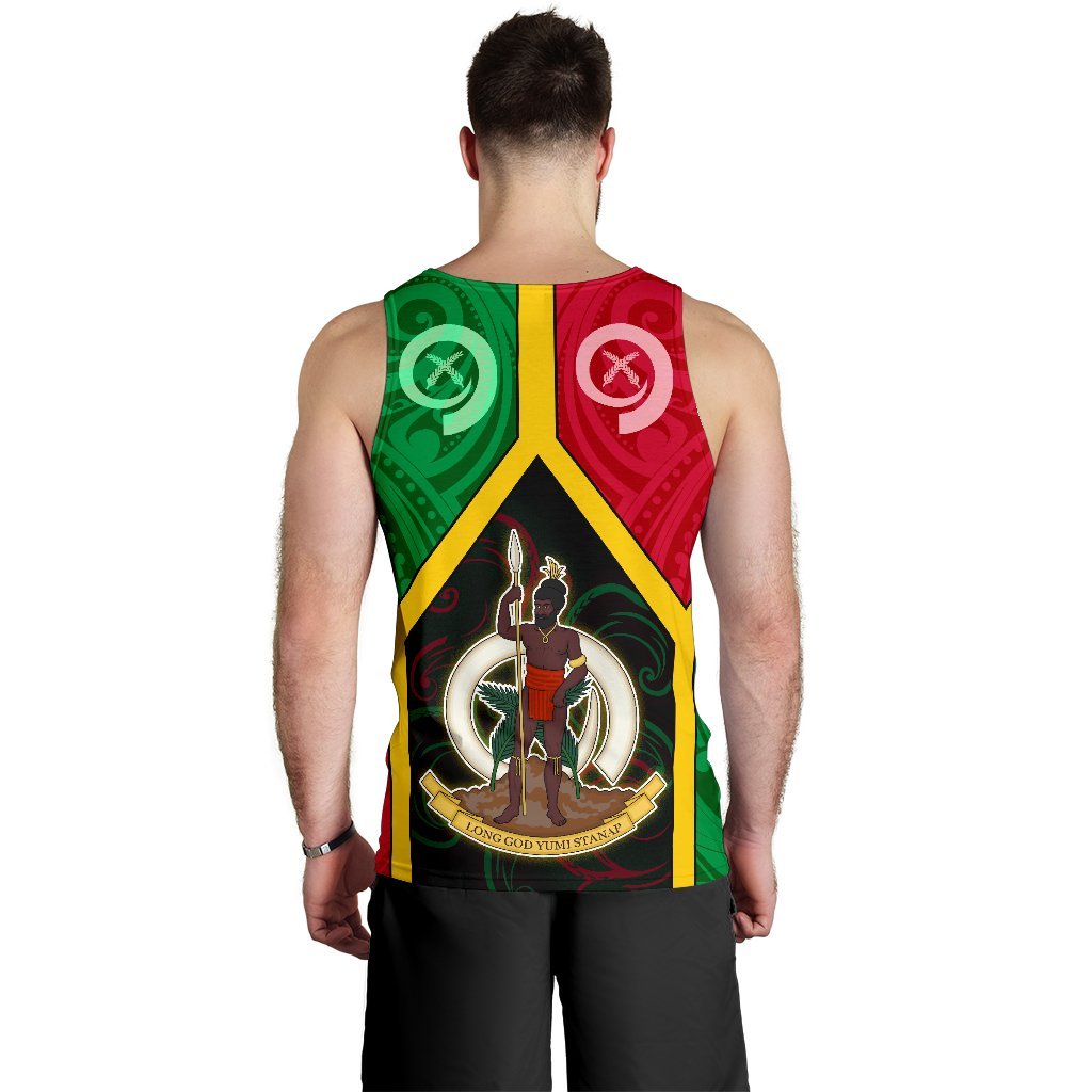 Vanuatu Polynesian Men's Tank Top - Vanuatu Flag and Coat Of Arms - Polynesian Pride