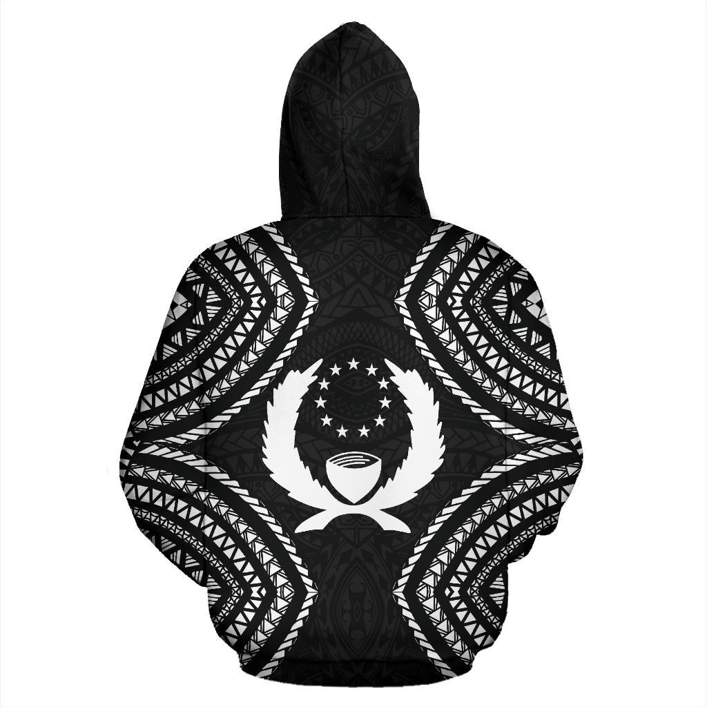 Pohnpei Zip up Hoodie Micronesia Black Warrior Style - Polynesian Pride