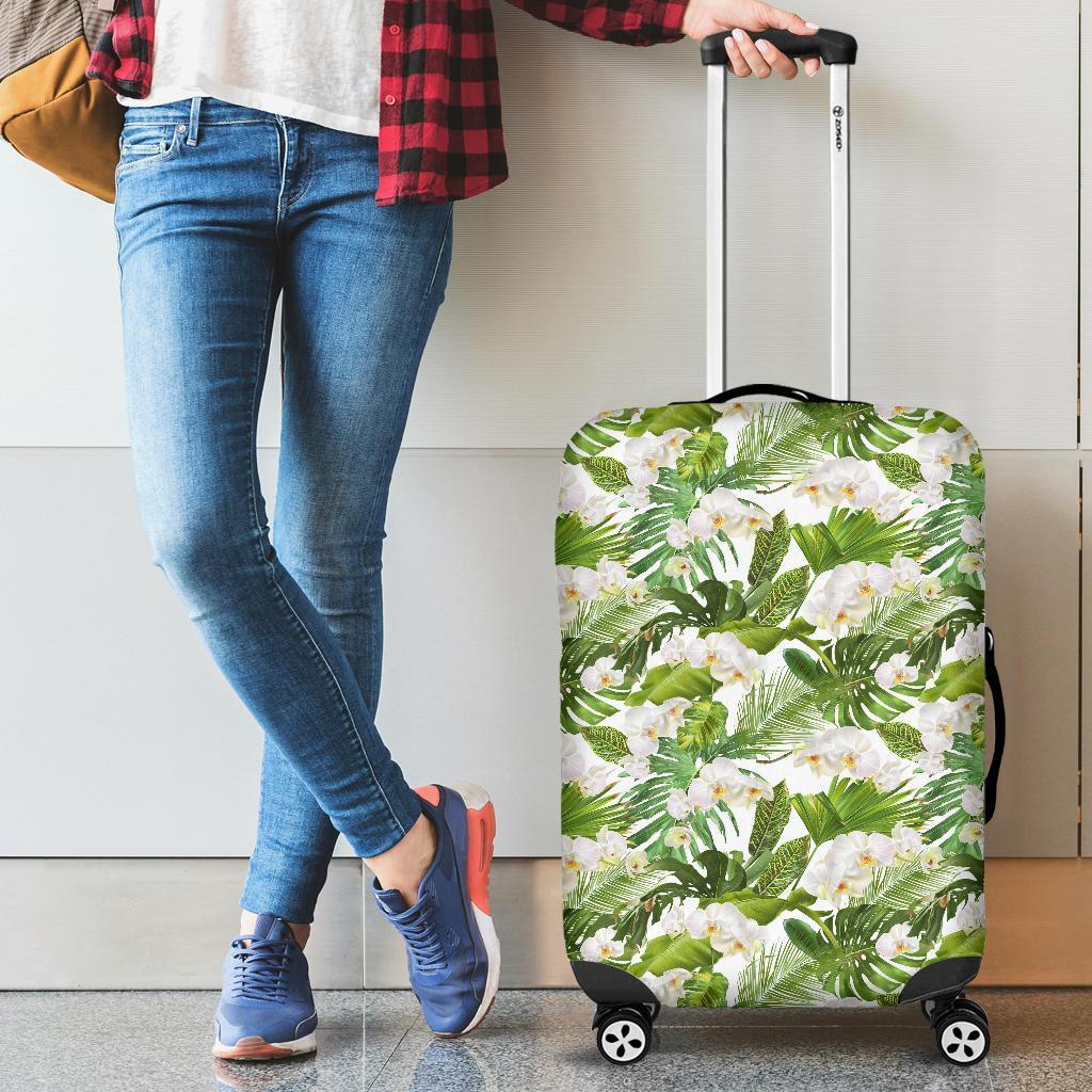 Tropical Plumeria White Luggage Cover - Polynesian Pride