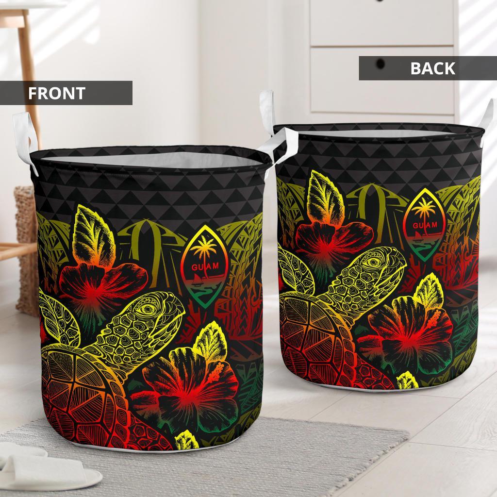 Guam Laundry Basket - Polynesian Turtle Hibiscus Reggae - Polynesian Pride