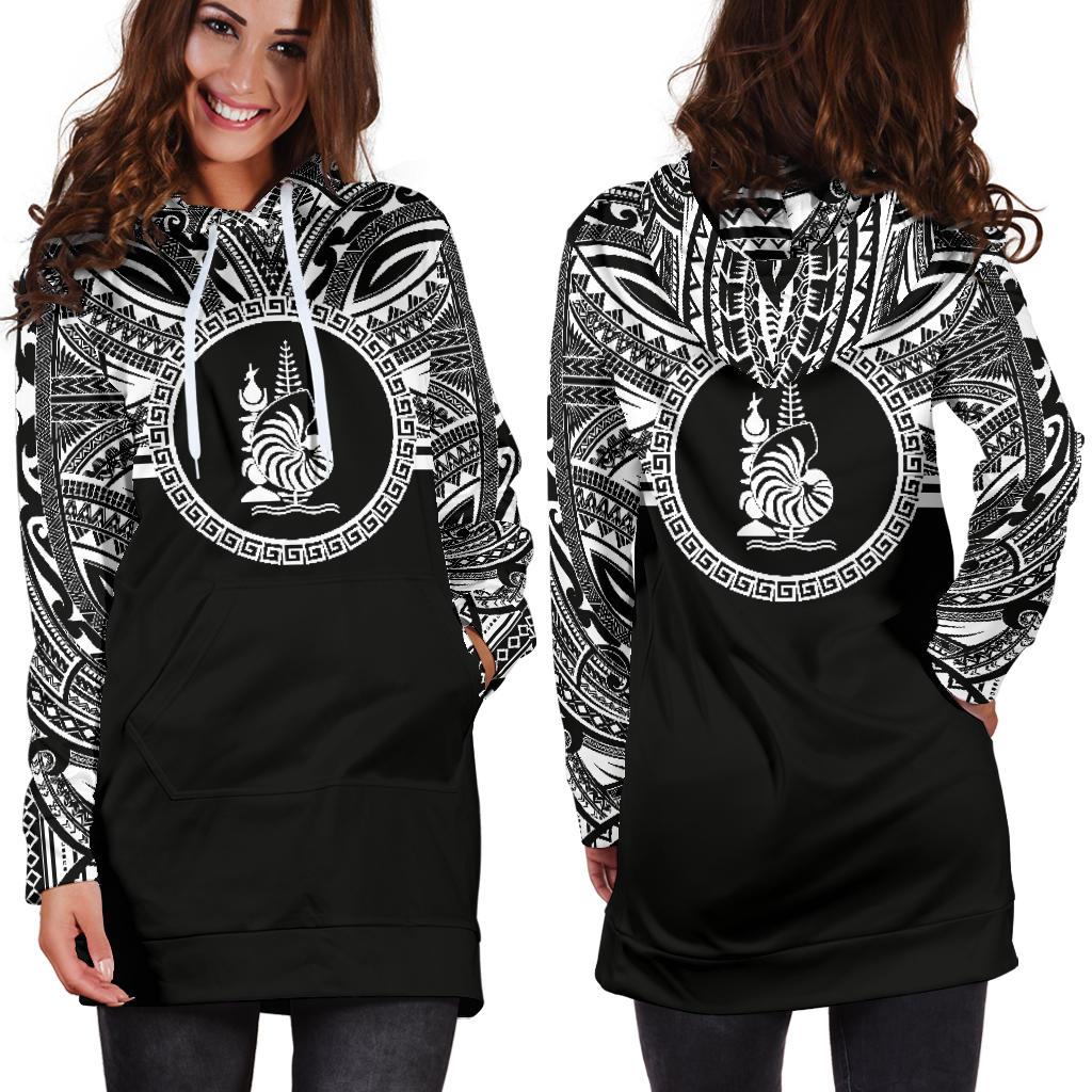 New Caledonia Women Hoodie Dress - New Caledonia Coat Of Arms Polynesian Black Color - Polynesian Pride