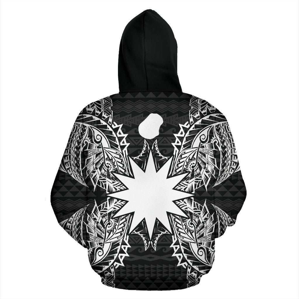 Nauru Polynesian ll Over Hoodie Map Black - Polynesian Pride
