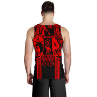 Polynesian Men's Tank Top, Maui Tattoo Polynesian Patterns (Red) - Polynesian Pride