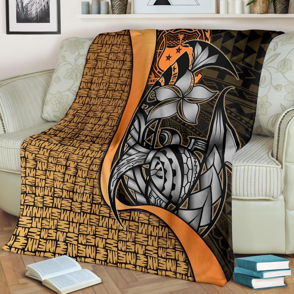 Samoa Polynesian Premium Blanket Gold - Turtle With Hook - Polynesian Pride