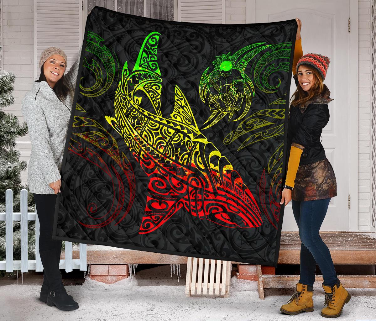 Polynesian Quilt - Polynesian Reggae Shark Warrior Tattoo - Polynesian Pride