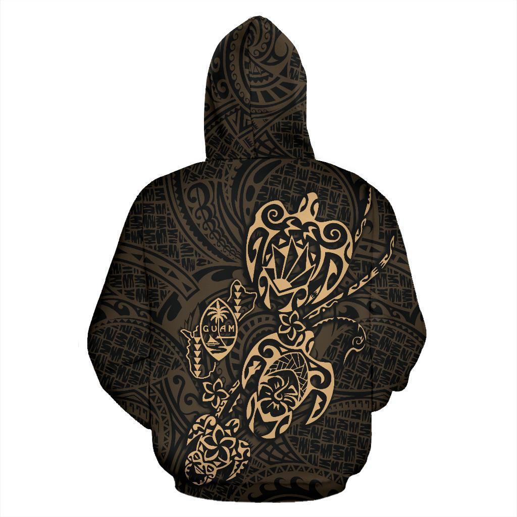 Zip up Hoodie Guam Family Turtles Map Polynesian Gold - Polynesian Pride