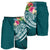 Guam Polynesian Men's Shorts - Summer Plumeria (Turquoise) - Polynesian Pride