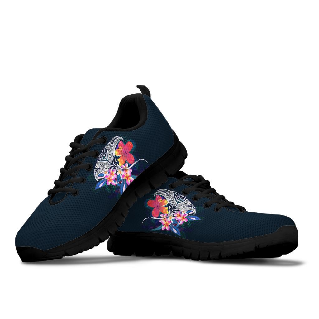 Polynesian Sneakers - Manta Ray And Hibiscus - Polynesian Pride