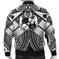 Tonga Polynesian Men's Bomber Jacket - Tonga White Seal with Polynesian tattoo - Polynesian Pride