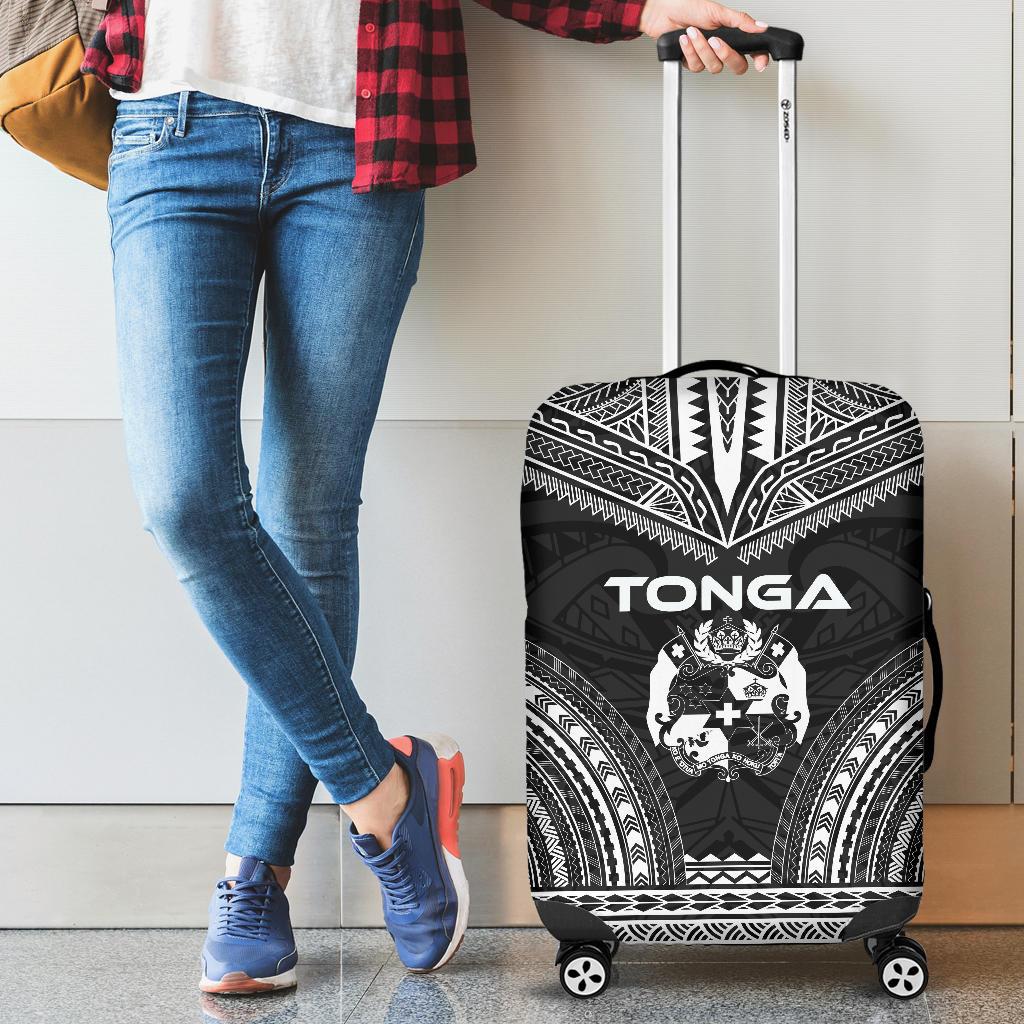 Tonga Polynesian Chief Luggage Cover - Black Version - Polynesian Pride