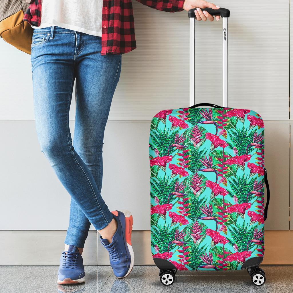 Tropical Strelitzia Blue Luggage Cover - Polynesian Pride