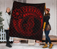 Polynesian Quilt - Polynesian Red Seahorse Tattoo - Polynesian Pride