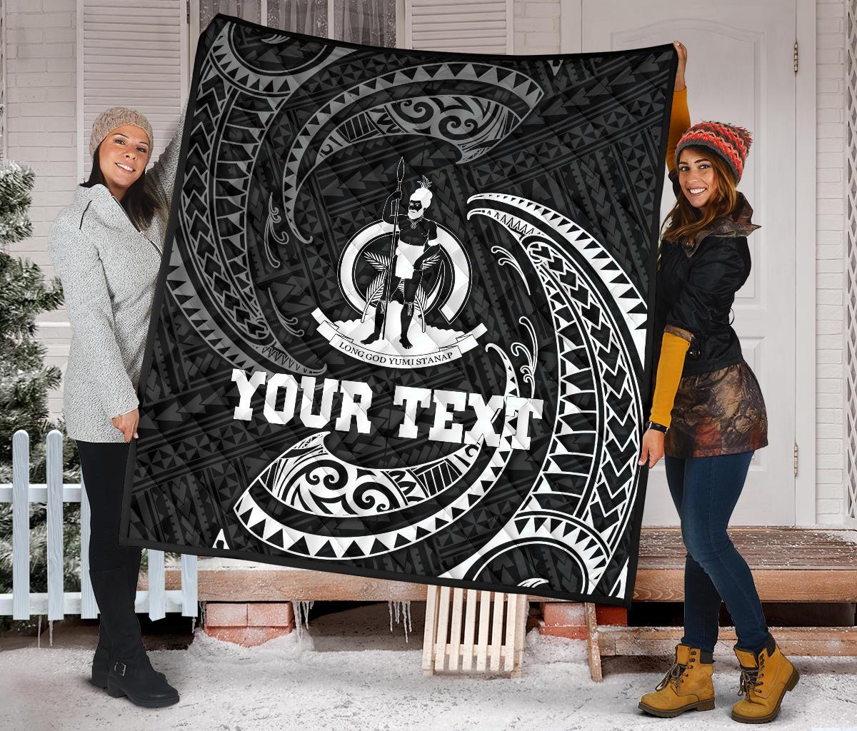 Vanuatu Polynesian Custom Personalised Premium Quilt - White Tribal Wave - Polynesian Pride