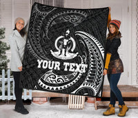Vanuatu Polynesian Custom Personalised Premium Quilt - White Tribal Wave - Polynesian Pride