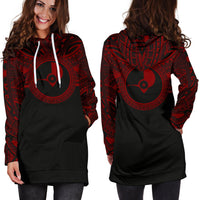 Yap Women Hoodie Dress - Yap Coat Of Arms Polynesian Red Black - Polynesian Pride