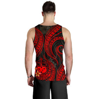 Samoa Polynesian Men Tank Top - Red Plumeria - Polynesian Pride