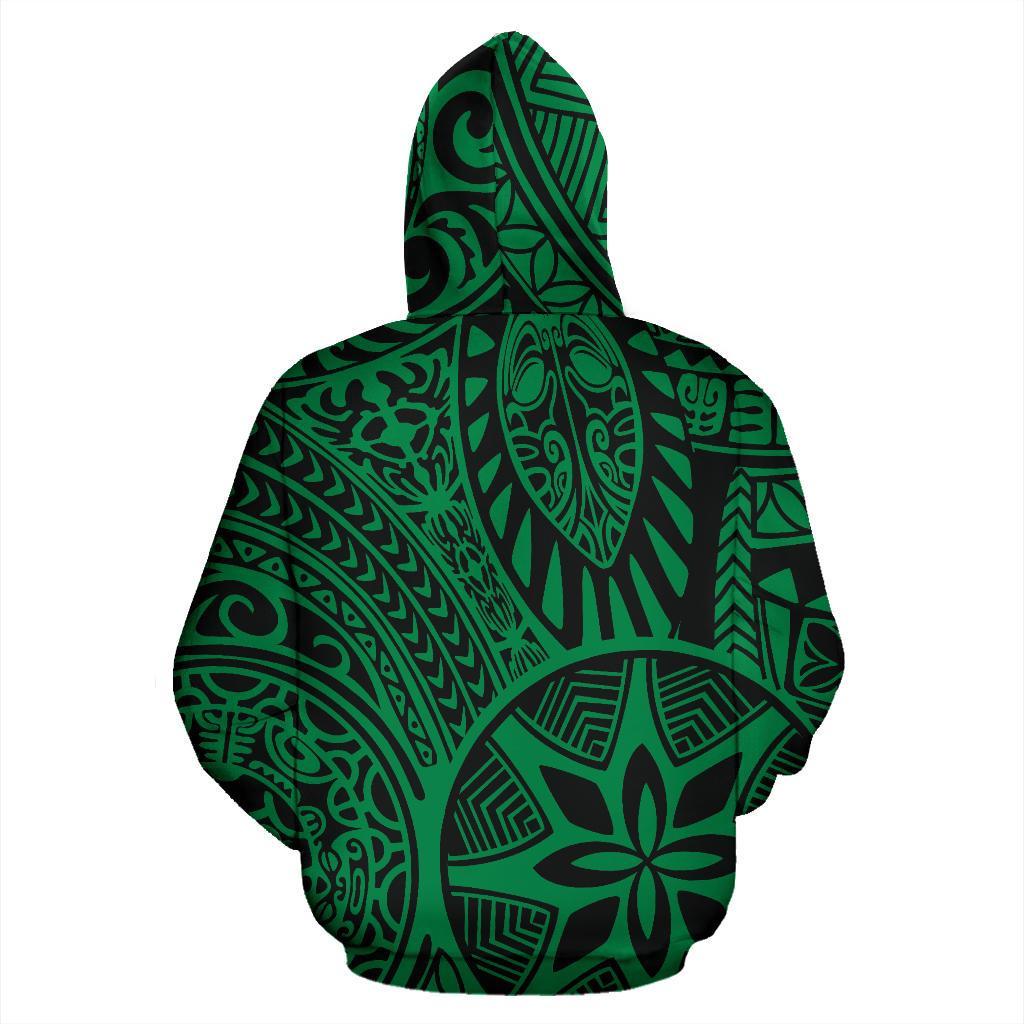 Hawaii Hoodie Polynesian Hawaiian Style Tribal Tattoo Green Pullover - Polynesian Pride