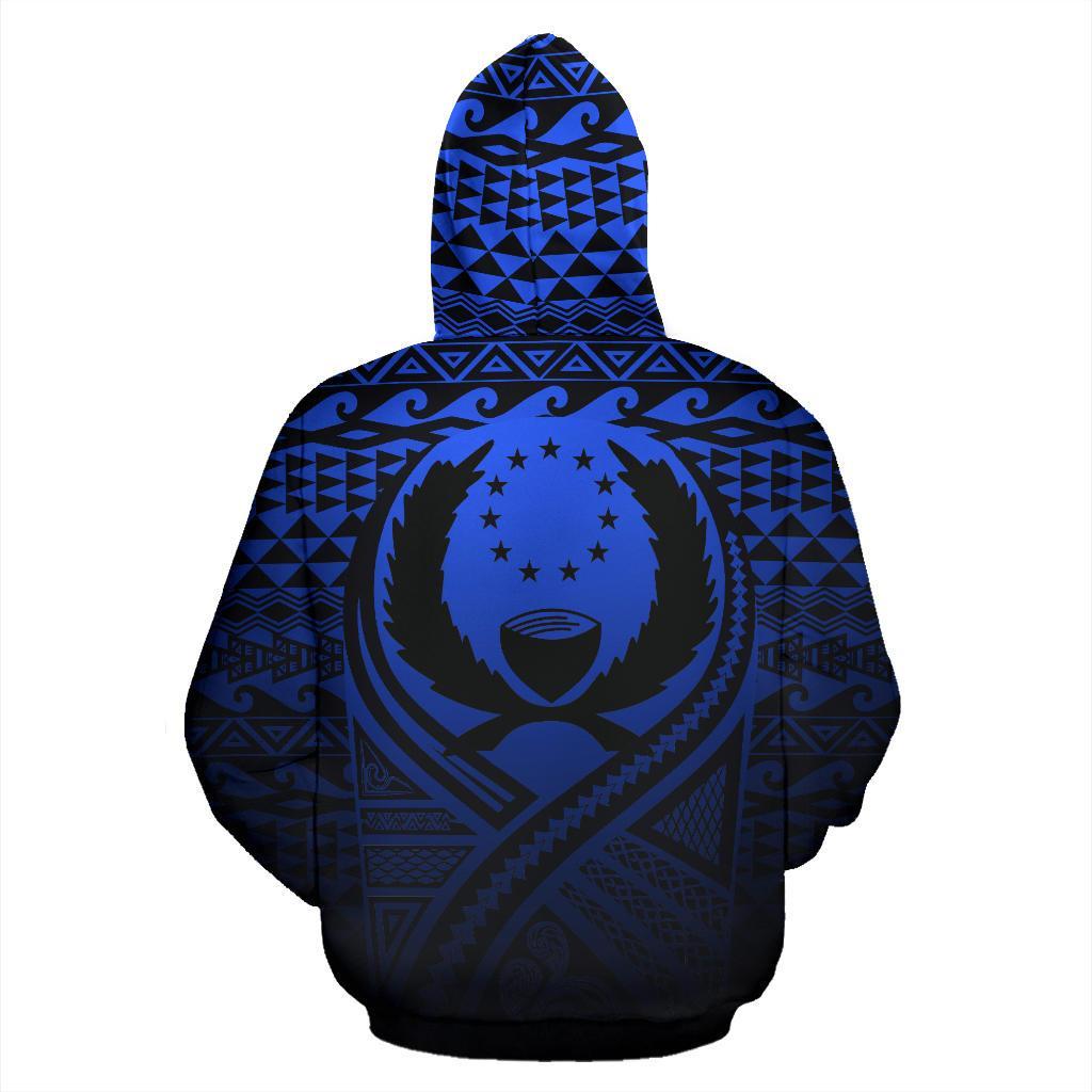 Pohnpei All Over Zip up Hoodie Lift up Blue - Polynesian Pride