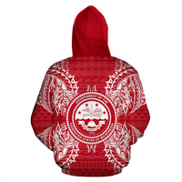 Federated States of Micronesian All Over Zip up Hoodie Map Red White - Polynesian Pride