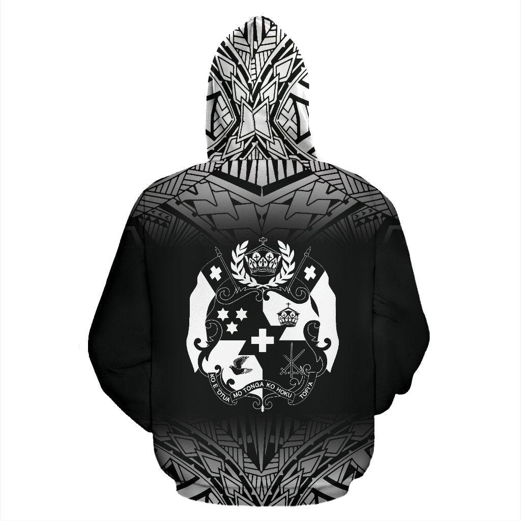 Tonga All Over Hoodie Fog Black Style - Polynesian Pride