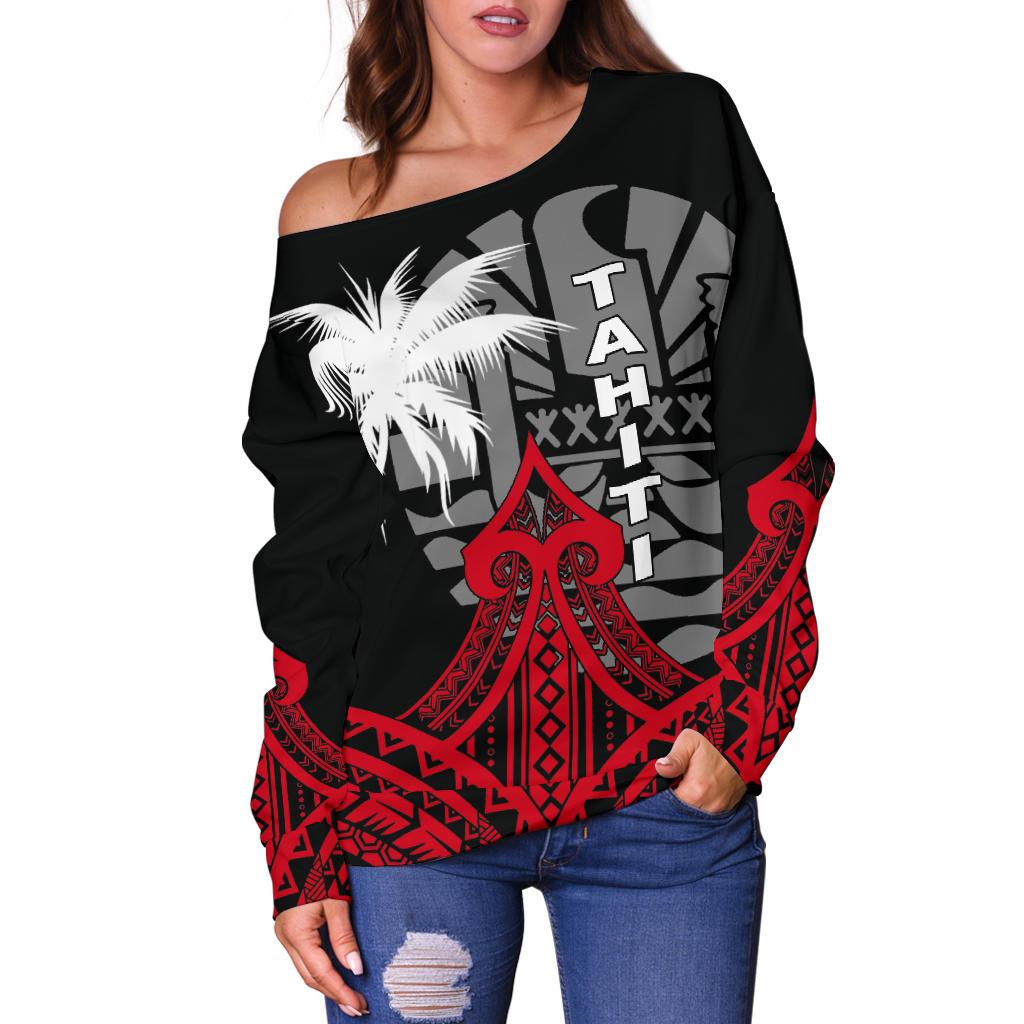 Tahiti Women's Off Shoulder Sweater - Armor Style - Polynesian Pride