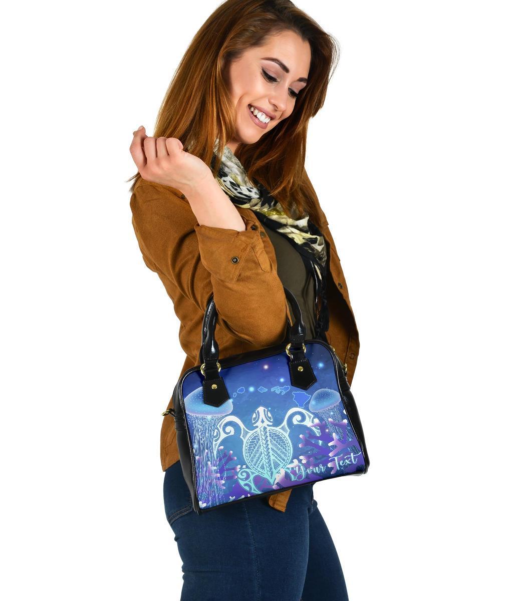 Personalized - Hawaii Turtle Jellyfish Coral Galaxy Shoulder Handbag - Polynesian Pride