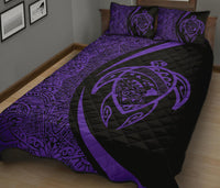 Hawaii Turtle Map Polynesian Quilt Bed Set - Purple - Circle Style - Polynesian Pride