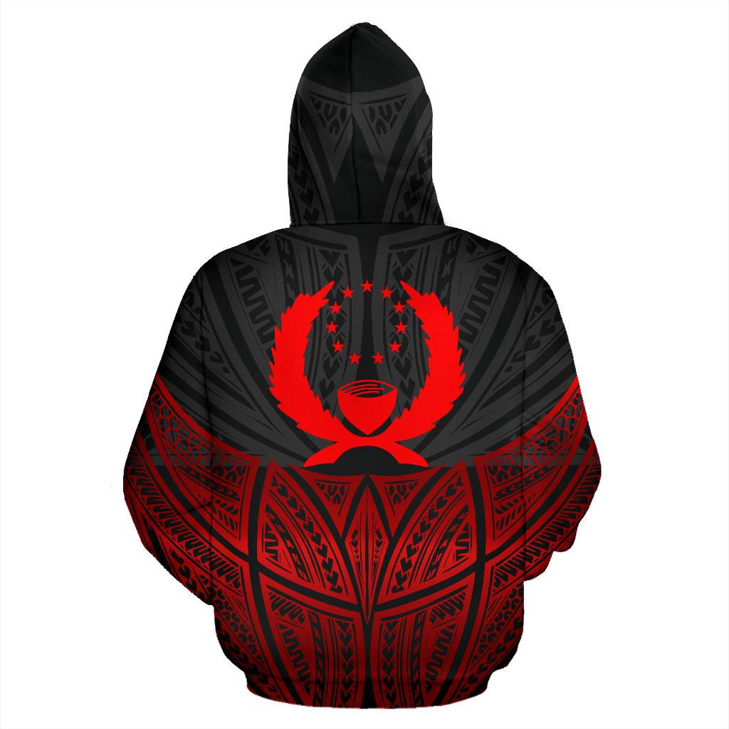 Pohnpei Polynesian Custom Zip up Hoodie Red Black Pride Map and Seal - Polynesian Pride
