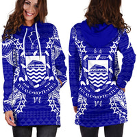 Tuvalu Polynesian Hoodie Dress Map Blue - Polynesian Pride