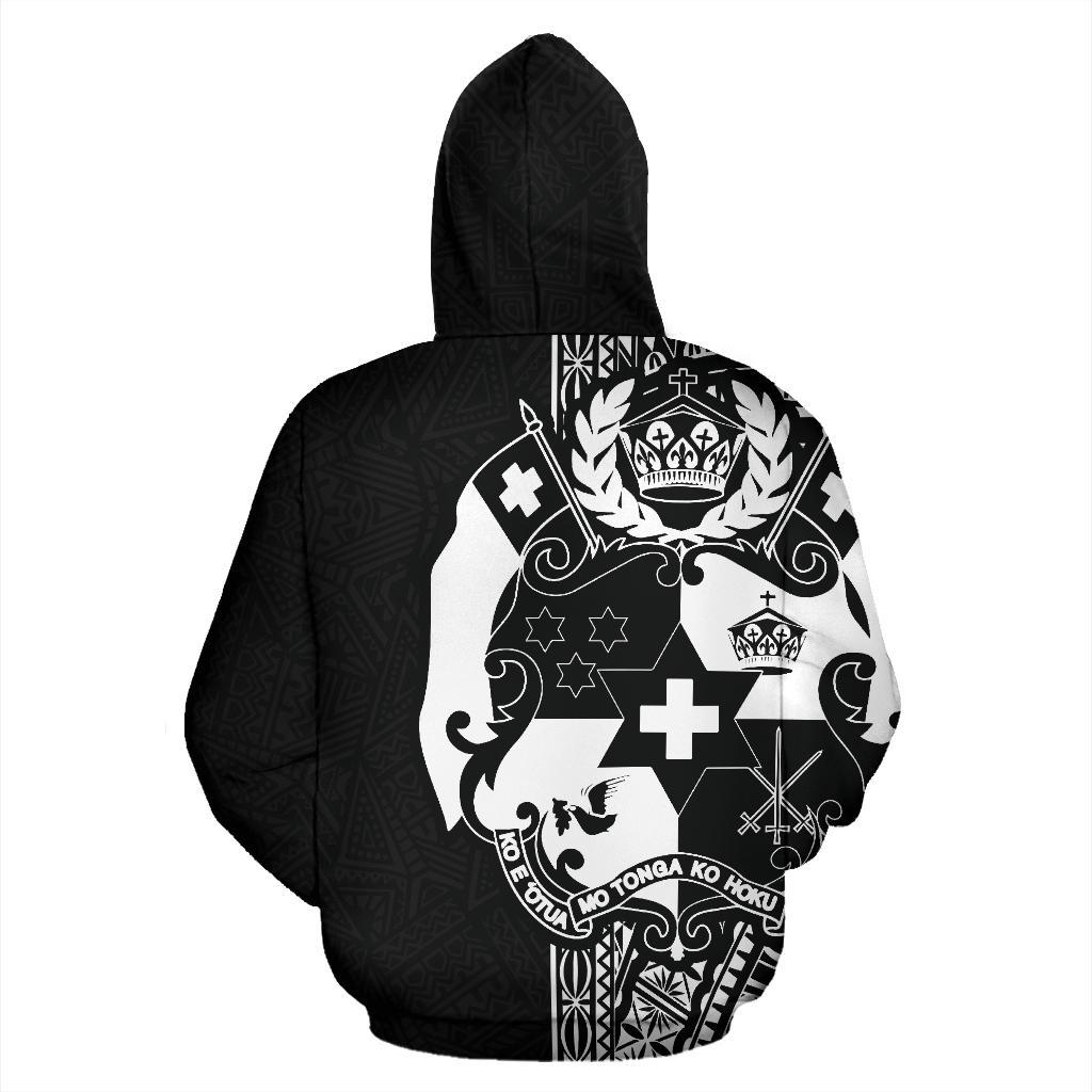 Tonga Polynesian Zip up Hoodie White Line - Polynesian Pride
