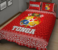 Tonga Quilt Bed Set - Tonga Coat Of Arms Red Version - Polynesian Pride