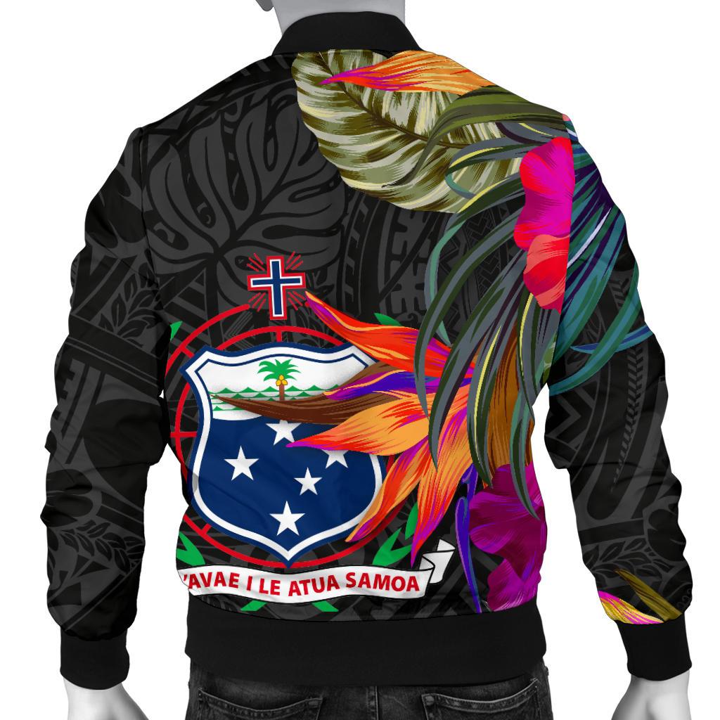 Samoa Men's Bomber Jacket - Polynesian Hibiscus Pattern - Polynesian Pride