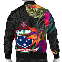 Samoa Men's Bomber Jacket - Polynesian Hibiscus Pattern - Polynesian Pride