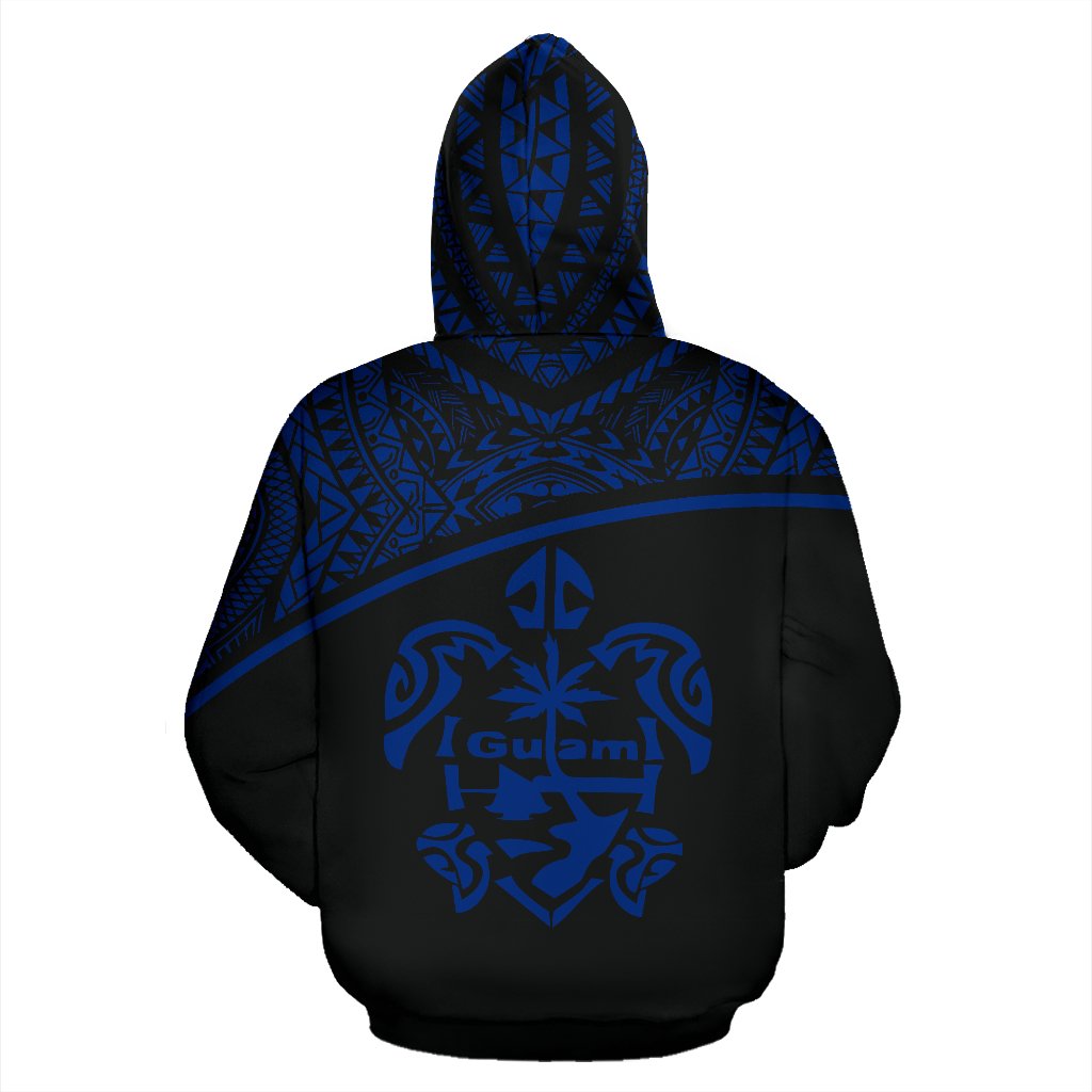 Guam All Over Zip up Hoodie Micronesian Curve Blue Style - Polynesian Pride