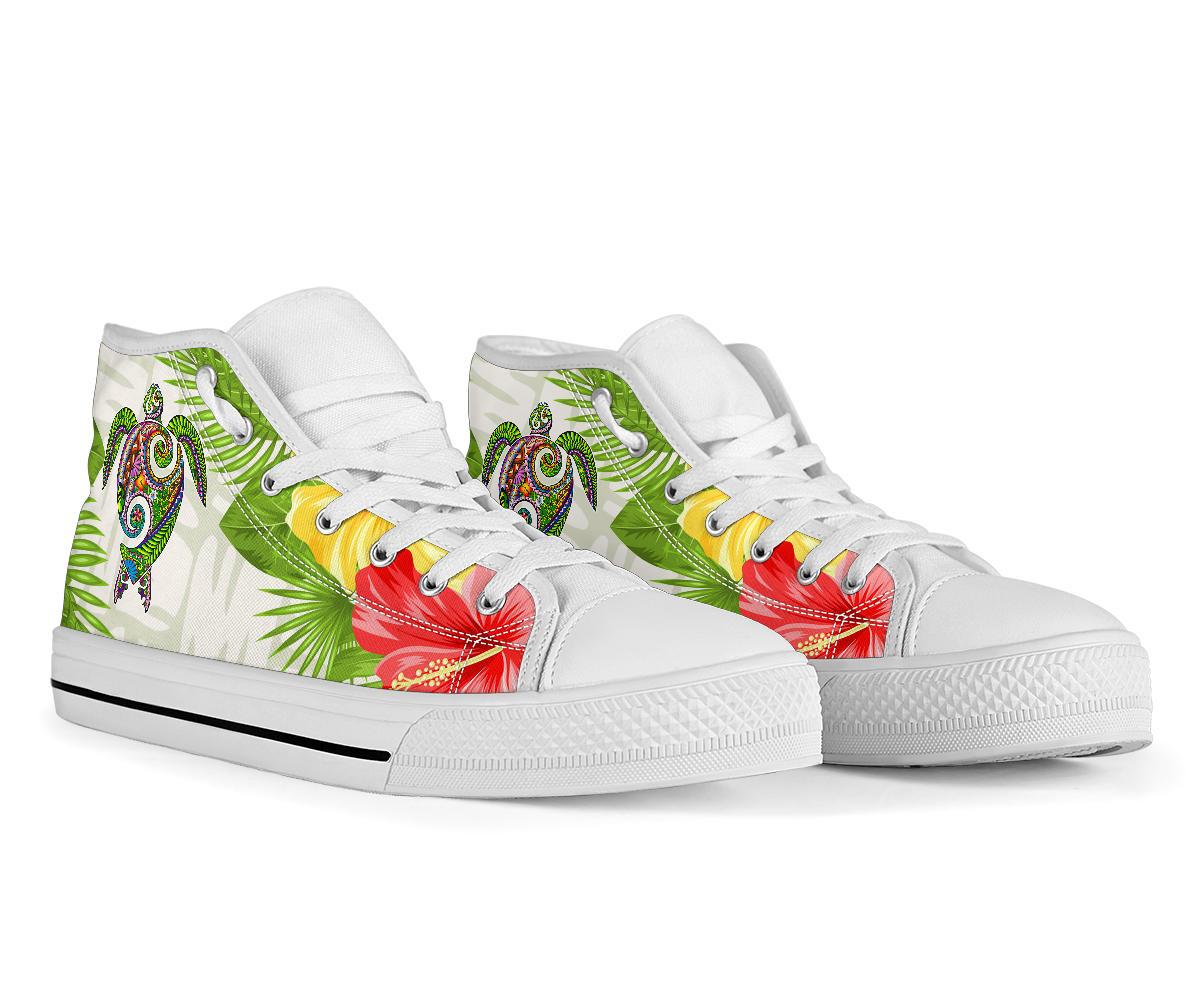 Polynesian Hawaii High Top Shoes Turtle Colorful - Polynesian Pride