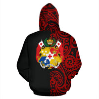 Tonga Hoodie Tonga Flag Coat of Arms Polynesian Tattoo Half - Polynesian Pride