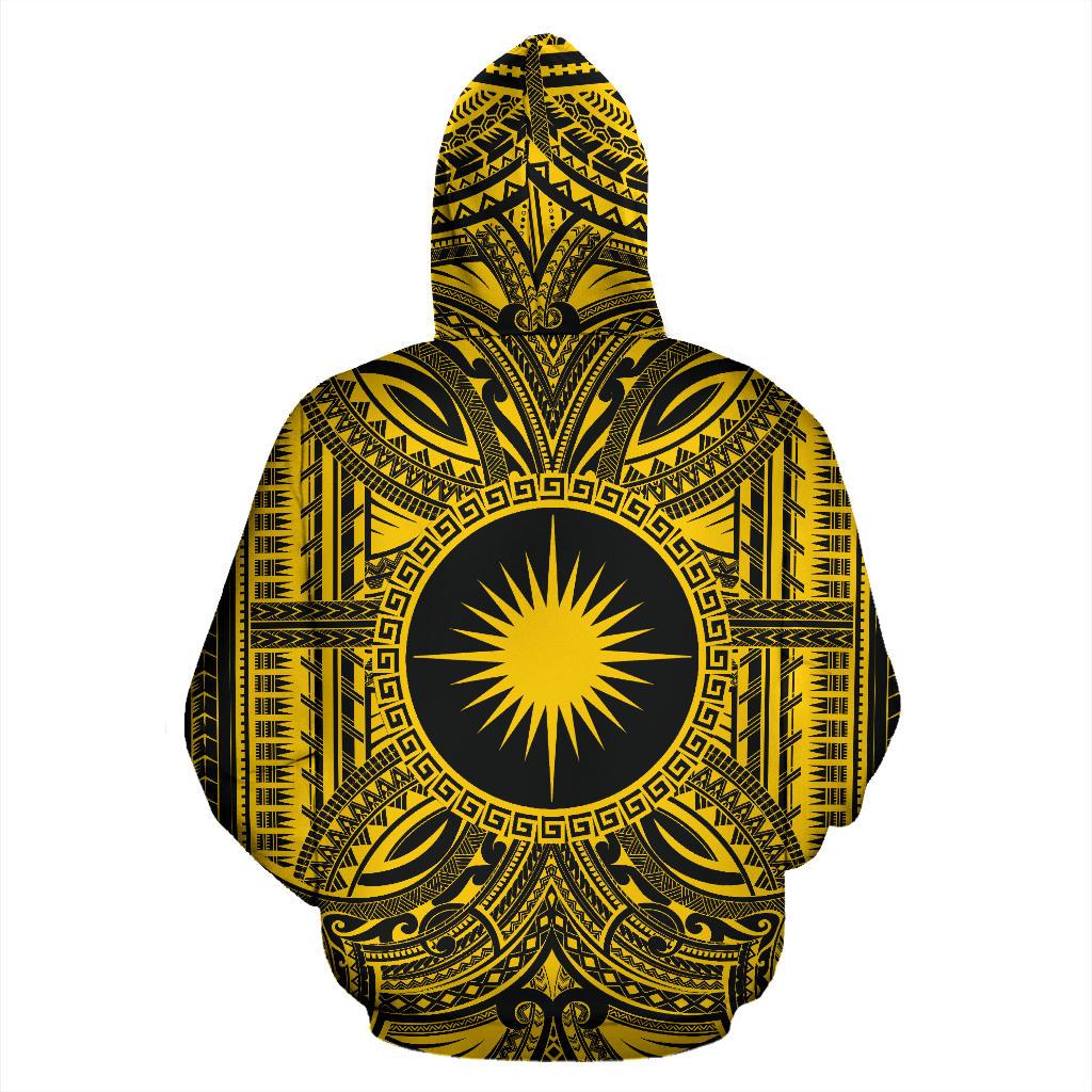 Marshall Islands ll Over Hoodie Marshall Islands Coat of rms Polynesian Gold Black - Polynesian Pride