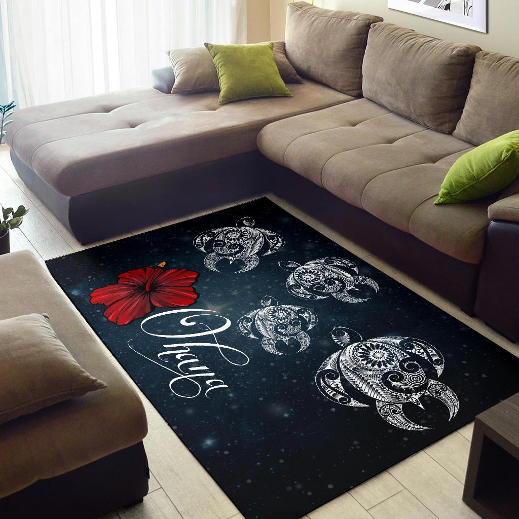 Hawaii Ohana Turtle Hibiscus Galaxy Rug - Polynesian Pride