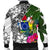 Cook Islands Custom Personalised Men's Bomber Jacket White - Turtle Plumeria Banana Leaf - Polynesian Pride