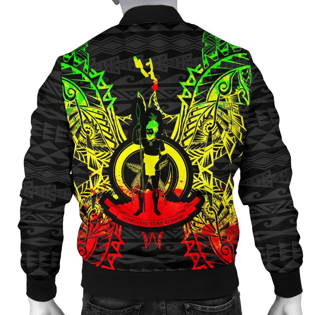 Vanuatu Polynesian Men's Bomber Jacket Map Reggae - Polynesian Pride