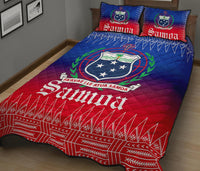Samoa Quilt Bed Set - Samoa Coat of Arms Red Blue Version - Polynesian Pride
