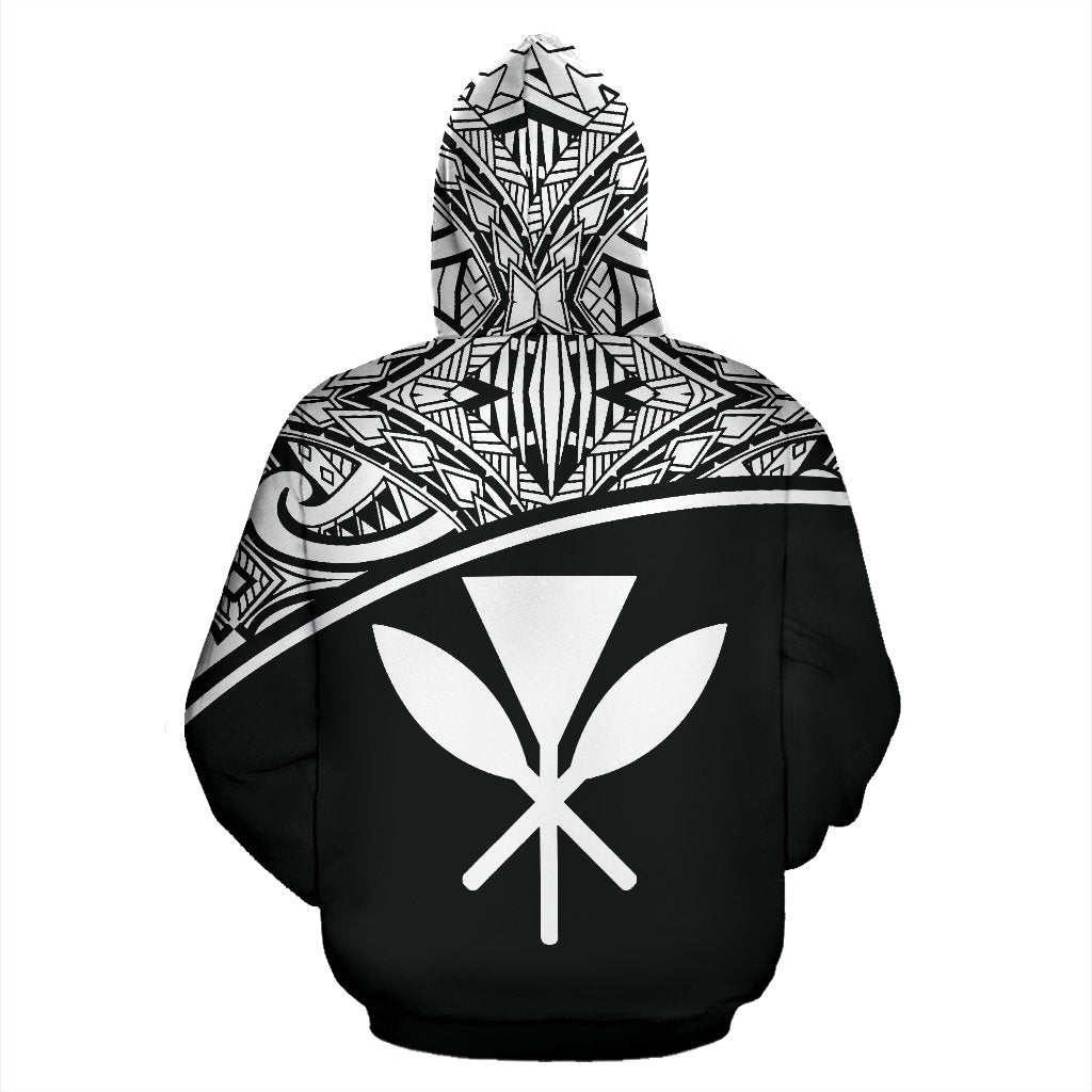 Hawaii All Over Custom Zip up Hoodie Polynesian Black Curve - Polynesian Pride