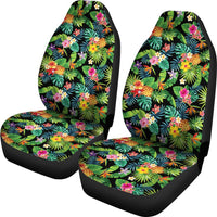 Hawaii Tropical Pattern With Pineapples, Palm Leaves And Flowers. Car Seat Cover Universal Fit Green - Polynesian Pride